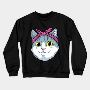 Cat with Ribbon Crewneck Sweatshirt